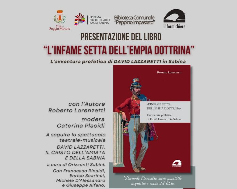 A Poggio Mirteto presentazione del libro di Roberto Lorenzetti: “L’infame setta dell’empia dottrina”