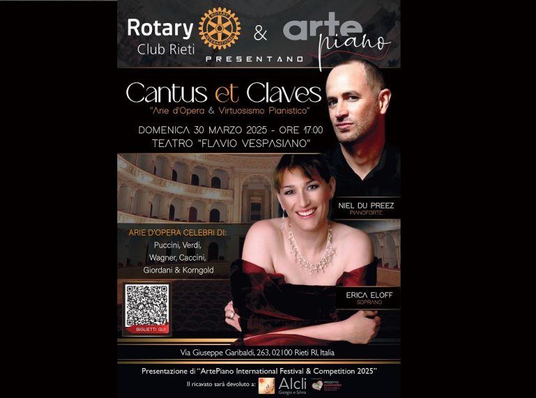 Insieme per l’ALCLI, la soprano francese Erica Eloff e il pianista sudafricano Niel Du Preez al Teatro Vespasiano