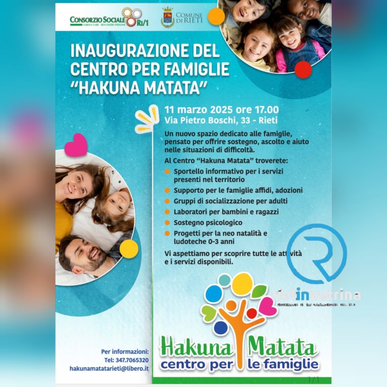 “Hakuna Matata”, martedì 11 marzo l’inaugurazione del nuovo centro dedicato alle famiglie