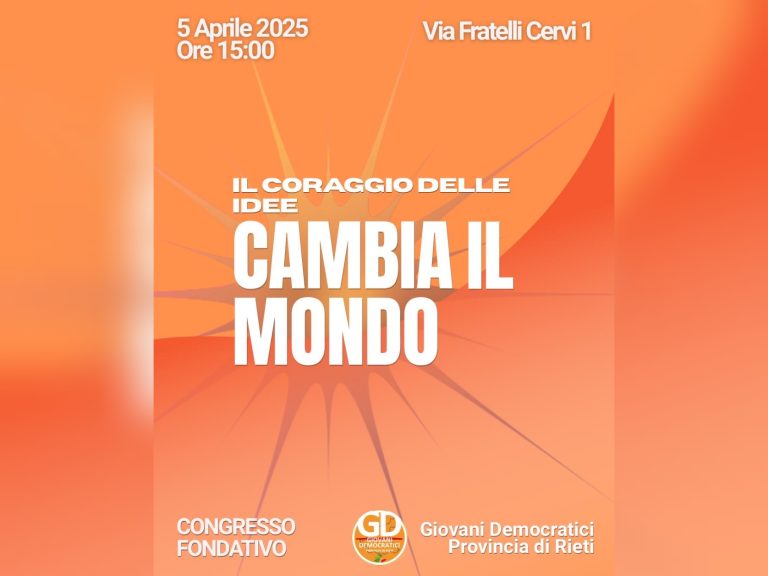 Il 5 aprile Congresso fondativo dei Giovani Democratici Provincia di Rieti