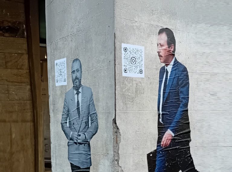 Rieti, a piazza Marconi nella notte spuntano le figure di Falcone e Borsellino