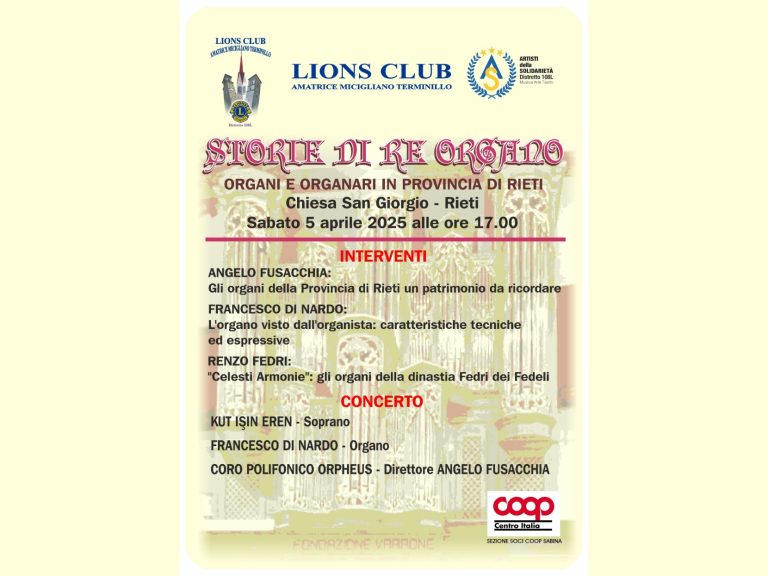 “Storie di Re Organo”, il 5 aprile a San Giorgio