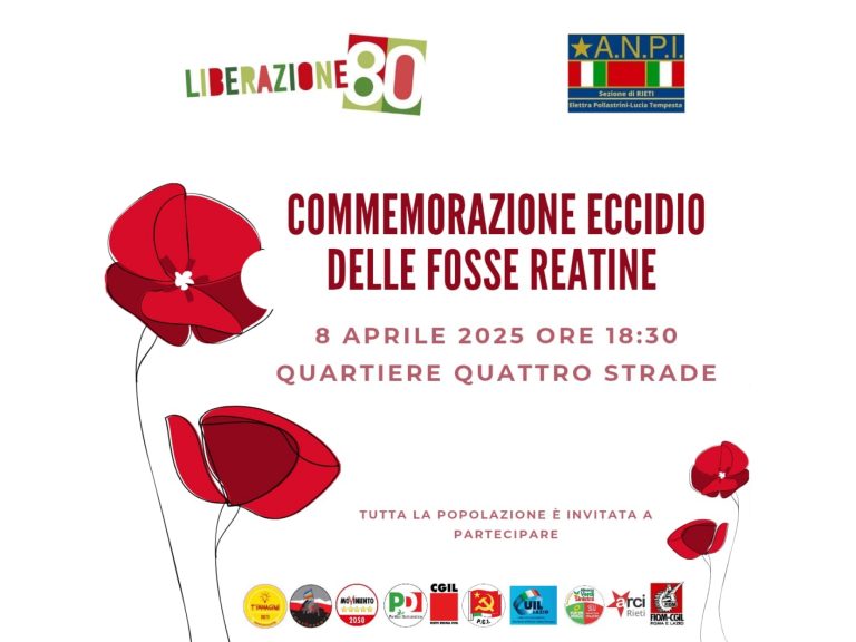 A Quattro Strade la commemorazione delle vittime dell’Eccidio delle Fosse Reatine