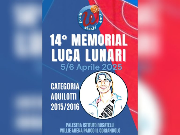 “14° Memorial Luca Lunari”, il 5 e 6 aprile a Rieti
