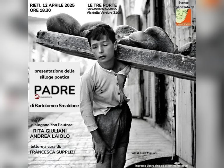 Il 12 aprile a Rieti presentazione della silloge poetica “Padre”