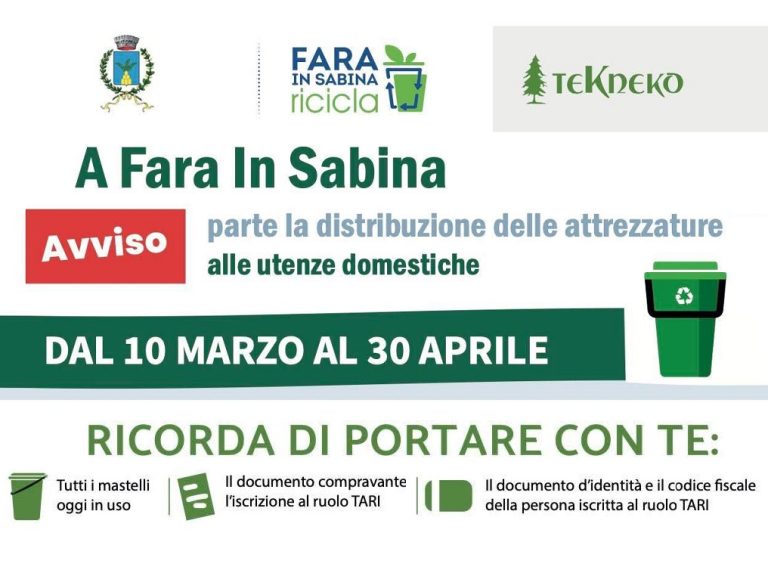 Fara in Sabina: in distribuzione i nuovi mastelli. C’è tempo fino al 30 aprile per ritirarli