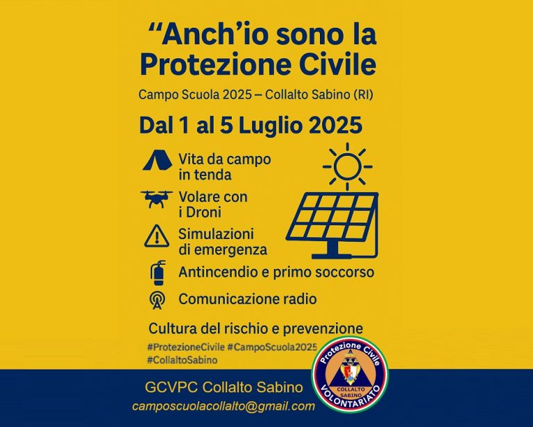 Collalto Sabino ospita il Campo Scuola “Anch’io sono la Protezione Civile”
