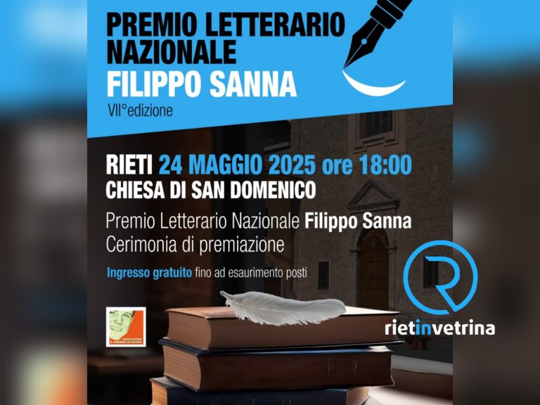 Sabato 24 maggio a Rieti la finale del Premio Letterario Nazionale Filippo Sanna