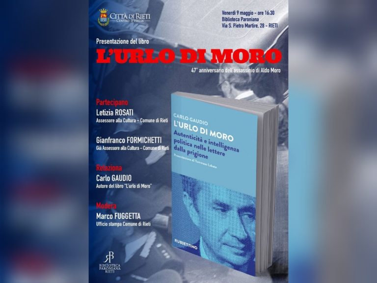 “L’urlo di Moro”, il 9 maggio la presentazione a Rieti