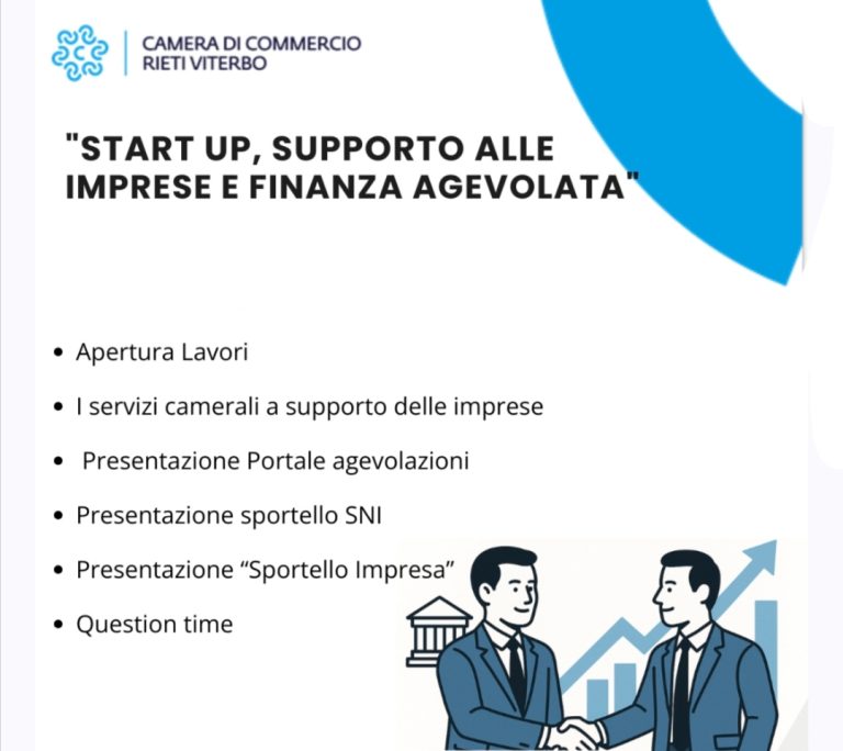 Webinar gratuito “Start up, supporto alle imprese e finanza agevolata
