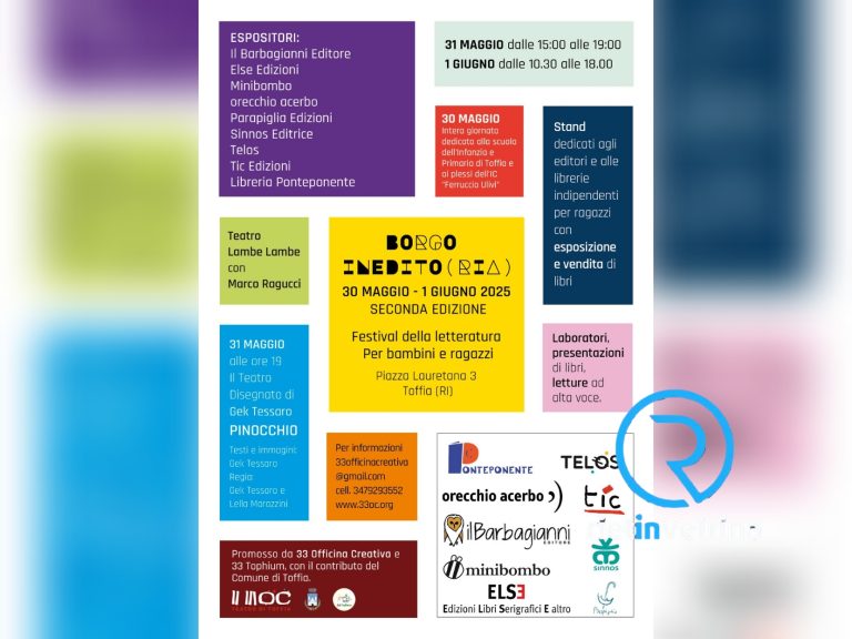 A Toffia c’è “Borgo Inedito(ria)” per bimbi e ragazzi