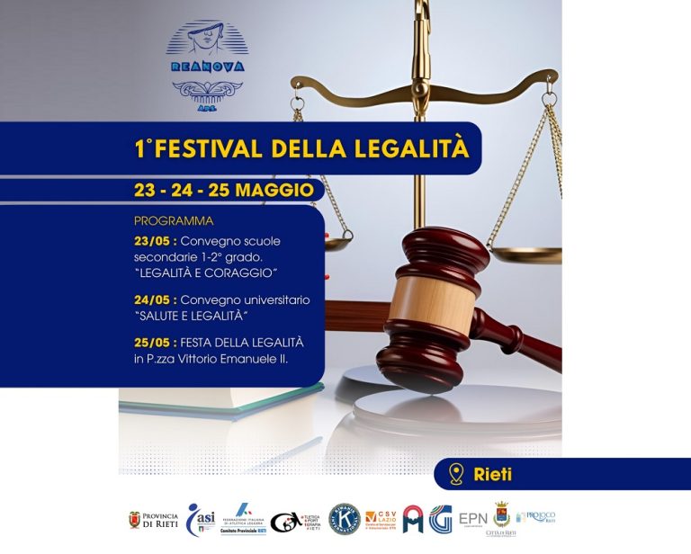 A Rieti il 1° Festival della Legalità a cura di ReaNova APS