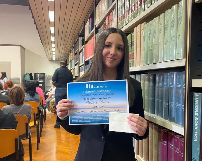 1° premio per Azzurra Seresi al Concorso Letterario Alda Merini sezione Prosa