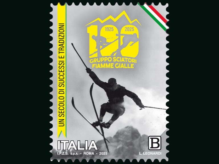 Francobollo dedicato agli Sciatori delle Fiamme Gialle