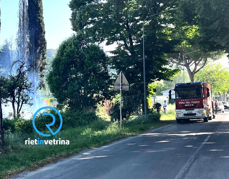 Fiamme lungo la Terminillese. Pompieri sul post per domare il fuoco