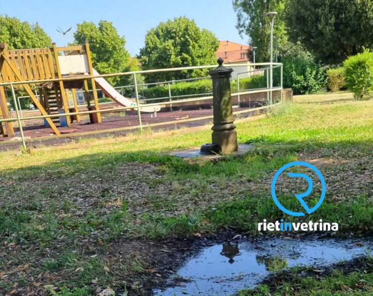 Sanata la perdita di acqua nel parco di via Comotti pubblicata su Rietinvetrina