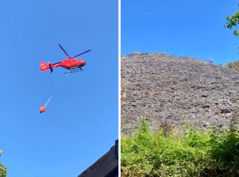 A fuoco costone di montagna in Sabina