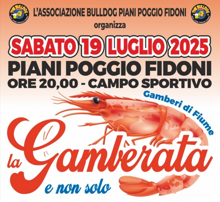 E’ FESTA – Sabato 19 luglio a Piani Poggio Fidoni torna “La Gamberata e non solo”
