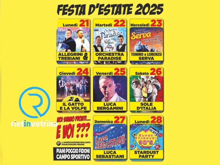 E’ FESTA – Dal 21 luglio a Piani Poggio Fidoni c’è la “Festa d’Estate 2025” – IL PROGRAMMA