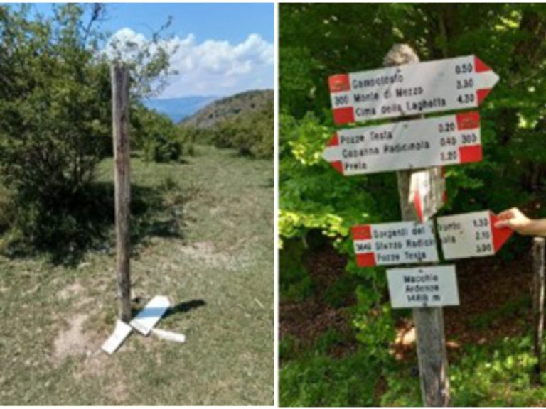 Ancora vandalizzata la segnaletica dei sentieri Cai Amarice
