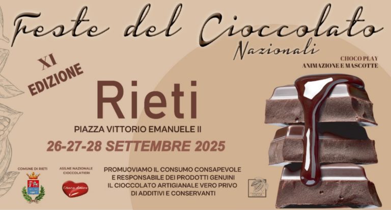 A Rieti dal 26 settembre la Festa del Cioccolato