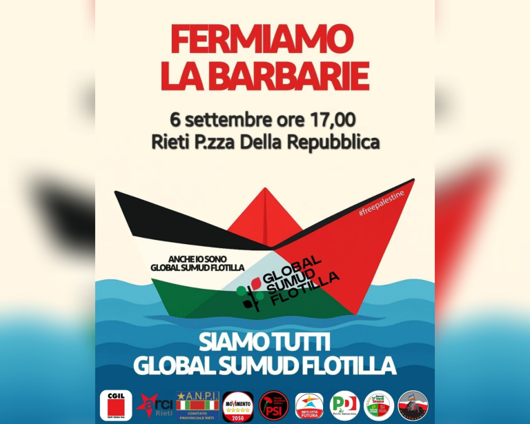 Anche a Rieti la mobilitazione per la Global Sumud Flotilla