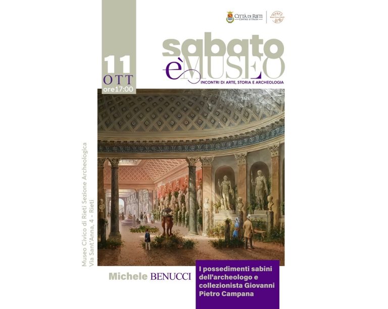 “Sabato è Museo”, l’11 ottobre nella Sezione Archeologica: “I possedimenti sabini dell’archeologo e collezionista Giovanni Pietro Campana”
