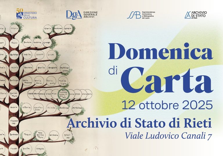 Domenica di carta 2025, all’Archivio di Stato di Rieti approfondimento sugli archivi di famiglia e apertura straordinaria della mostra “Progettare le antiche forme”