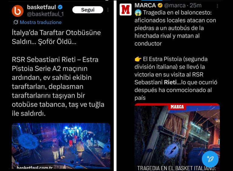 Sassaiola contro pullman tifosi Pistoia, la Rieti buia sui giornali di tutto il mondo