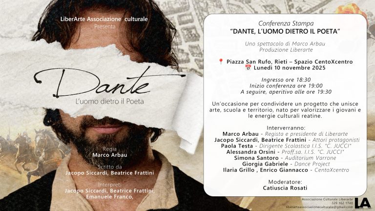“Dante, l’uomo dietro il poeta” arriva a Rieti