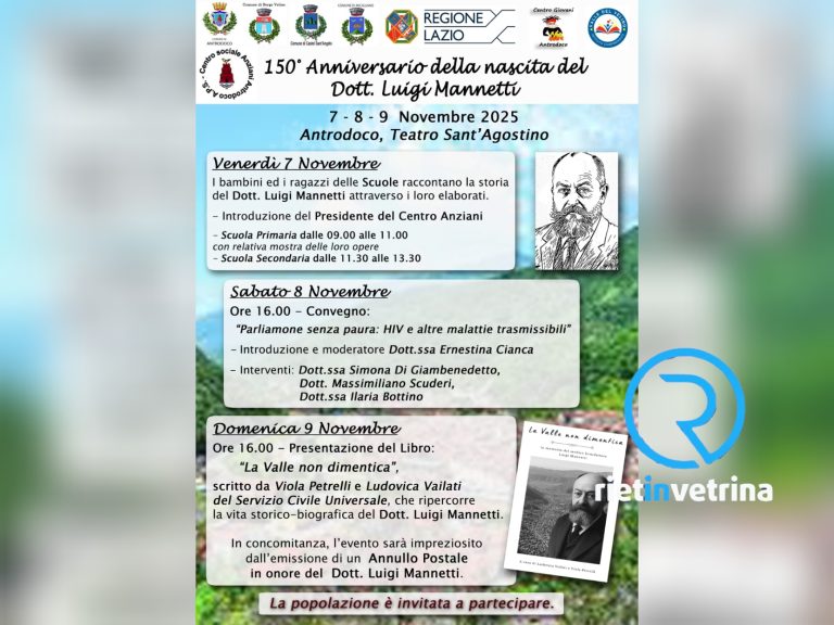 Ad Antrodoco tre eventi per ricordare il dott. Luigi Mannetti a 150 anni dalla nascita