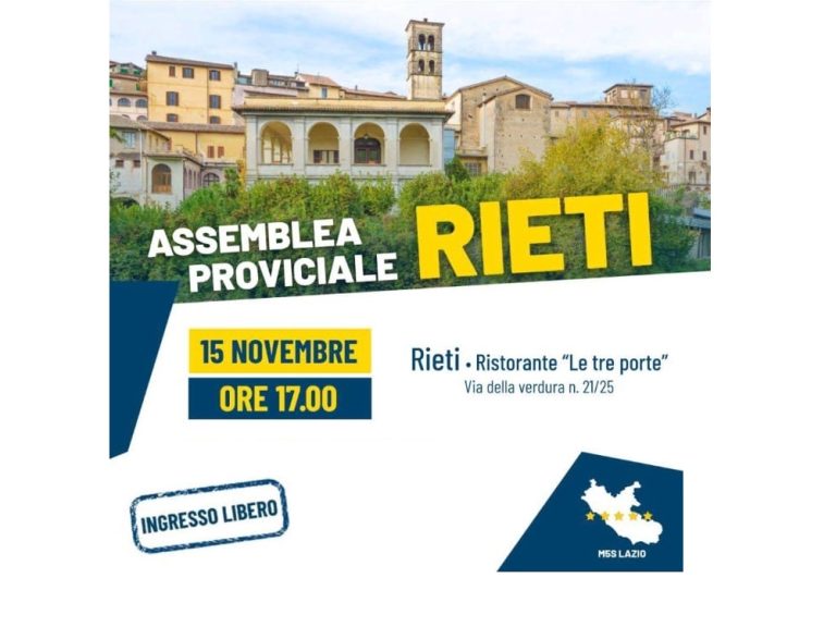 Il 15 novembre assemblea provinciale del Movimento 5 Stelle – Gruppo Territoriale di Rieti