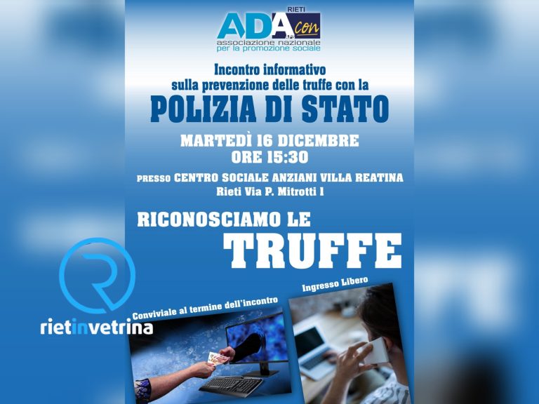 Il 16 dicembre “ADA Con…” organizza insieme alla Polizia di Stato incontro anti-truffe