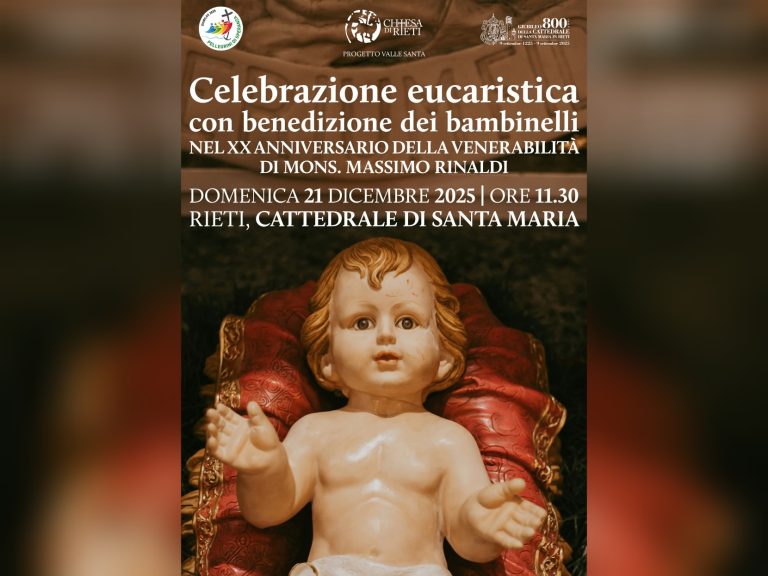 Il 21 dicembre Benedizione dei Bambinelli nella Cattedrale di Santa Maria a Rieti
