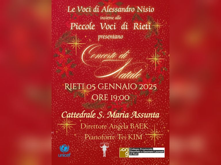 Rieti, Concerto di Natale a Santa Maria con le “Voci di Alessandro Nisio” insieme alle “Piccole voci di Rieti”