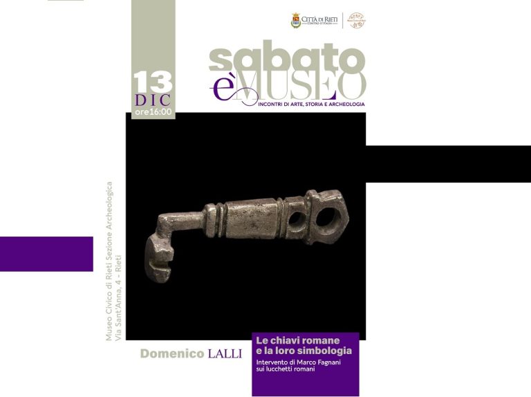 “Sabato è Museo”, il 13 dicembre nuovo appuntamento con “Le chiavi romane e la loro simbologia”