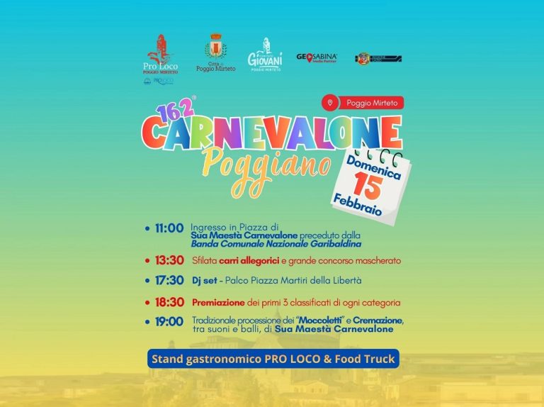 162° Carnevalone Poggiano: il 15 febbraio