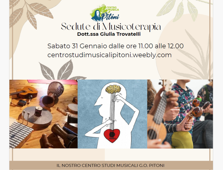 La musicoterapia come strumento di benessere e inclusione: incontro gratuito al Centro Studi Musicali Pitoni