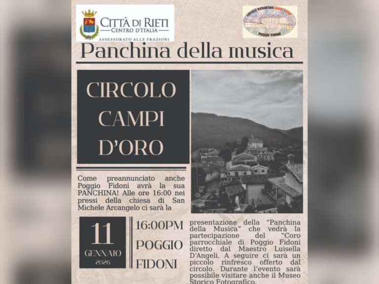 Anche Poggio Fidoni avrà la sua Panchina della Musica