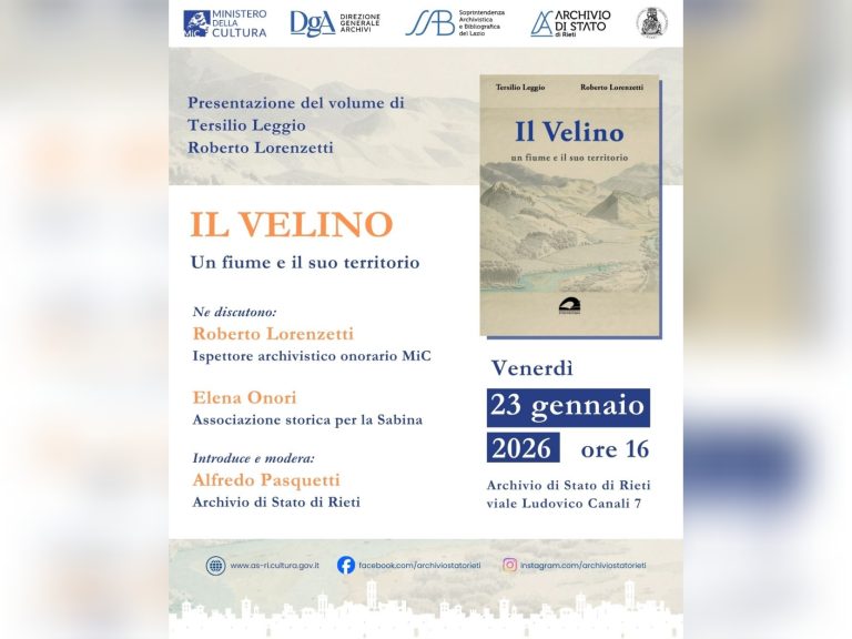 Presentazione del volume di T. Leggio – R. Lorenzetti: “Il Velino. Un fiume e il suo territorio”