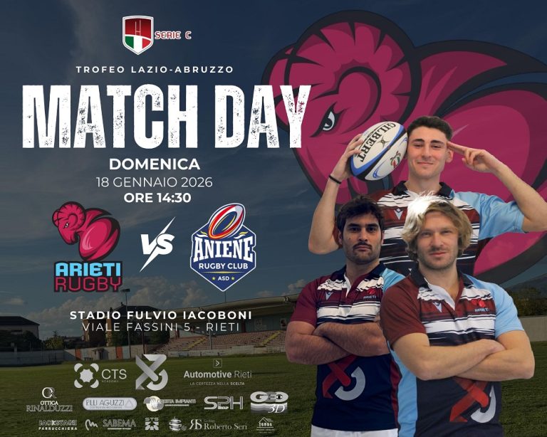 Il 18 gennaio allo stadio Iacoboni Arieti Rugby Rieti – Aniene Rugby