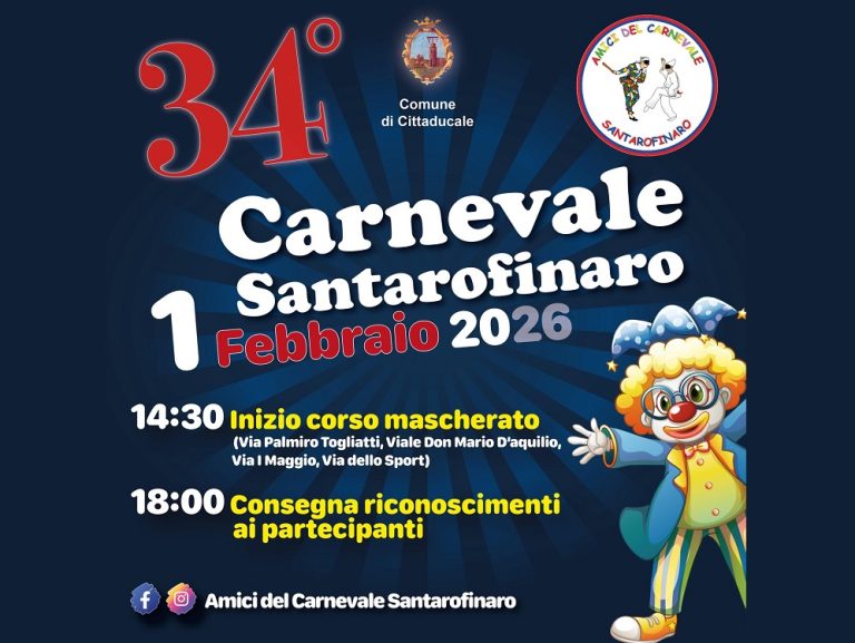L’1 febbraio c’è il 34° Carnevalone Santarofinaro