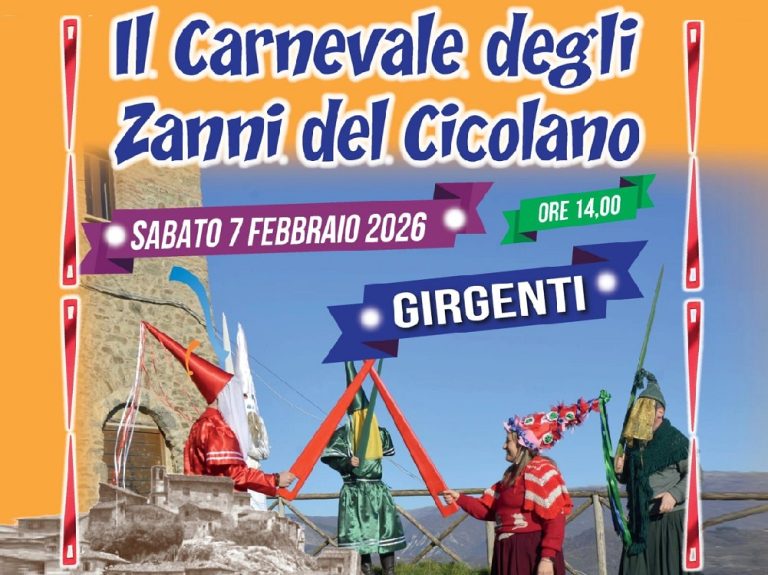 Sabato 7 febbraio Carnevale a Girgenti: ospiti gli Zanni del Cicolano