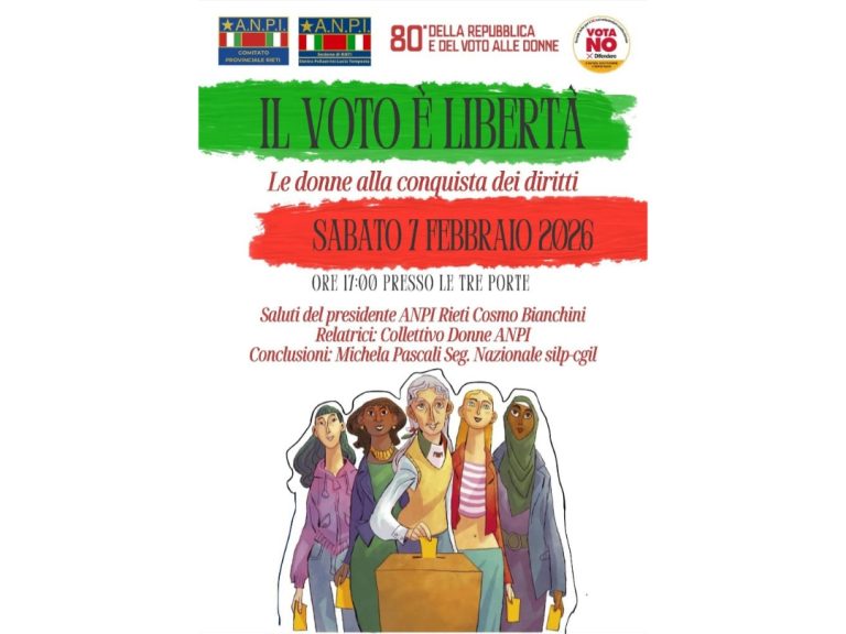“Il voto è libertà – Le donne alla conquista dei diritti”, il 7 febbraio a Rieti