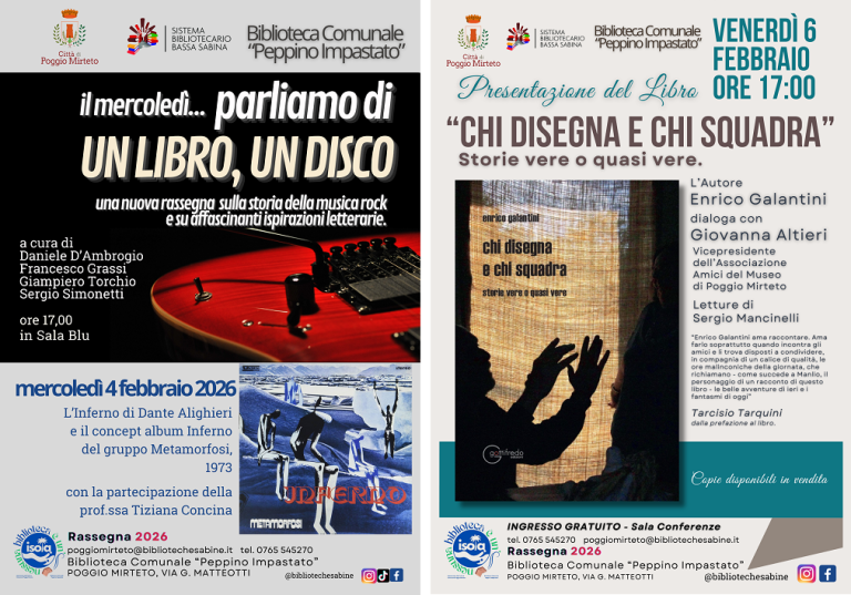 Doppio appuntamento alla Biblioteca Peppino Impastato di Poggio Mirteto