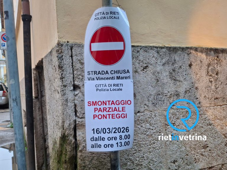 Il 16 marzo via Vincenti Mareri chiusa per lavori su impalcature