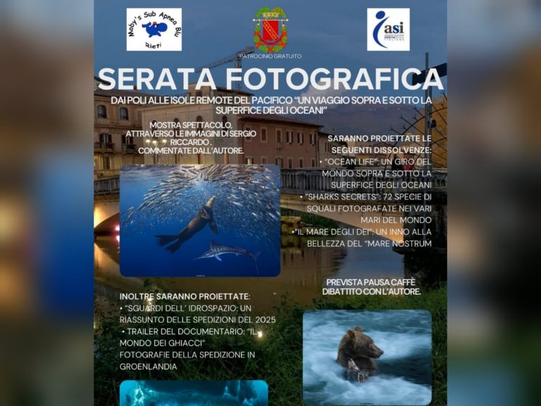A Rieti serata con il fotografo subacqueo Sergio Riccardo. Un viaggio fotografico tra gli oceani del mondo