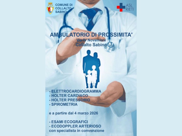 Collalto Sabino vince bando PNRR e apre un Ambulatorio di prossimità