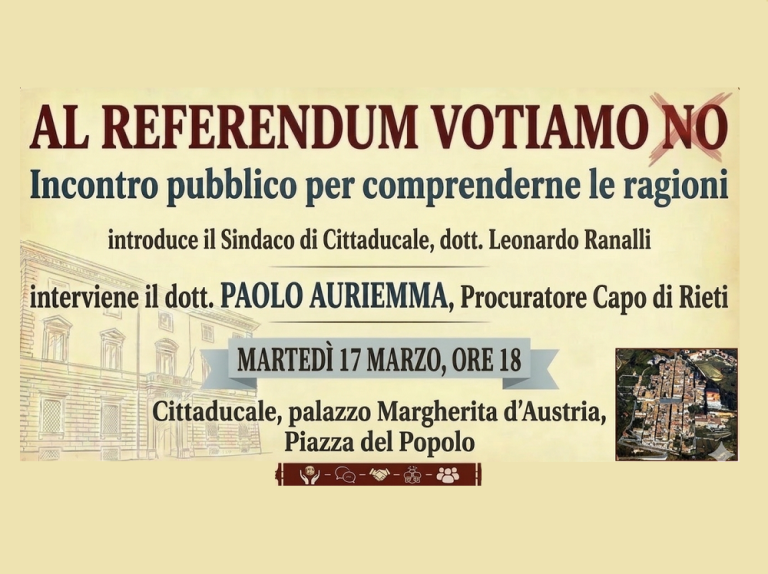 A Cittaducale incontro pubblico sul Referendum