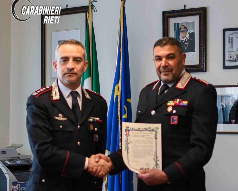 Il Luogotenente Giuseppe Costarella va in pensione: il saluto dell’Arma Carabinieri di Rieti